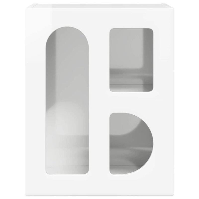 40cm W Manufactured Wood Bedside Table, High Gloss White