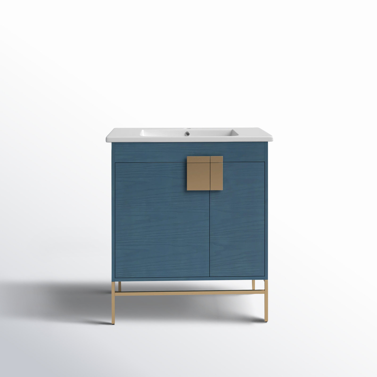 Maisie 30'' Single Bathroom Vanity, Satin Brass, French Blue