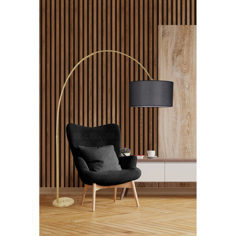 Ziggy 220cm Arched Floor Lamp, Black, Gold