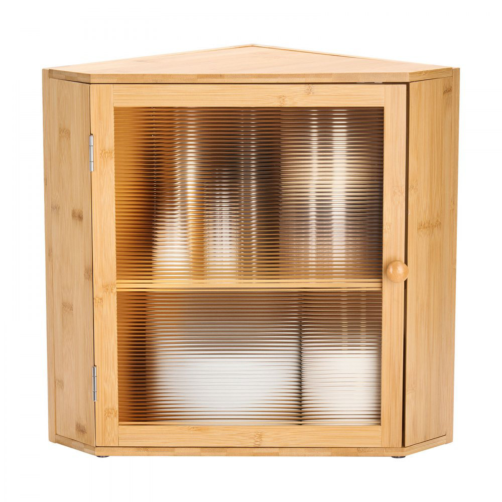 Corner Bread Box for Kitchen Counter Double Layer Bamboo Storage Container