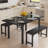 6-Person Dining Set, 47.3" - 63" Extendable Dining Table with Smart-Flip Leaf, 6-Second Conversion to 6-Person Long Table, Space-Saving Design for Apartment, Includes Bench, Multi-Use as Desk or Dining Table