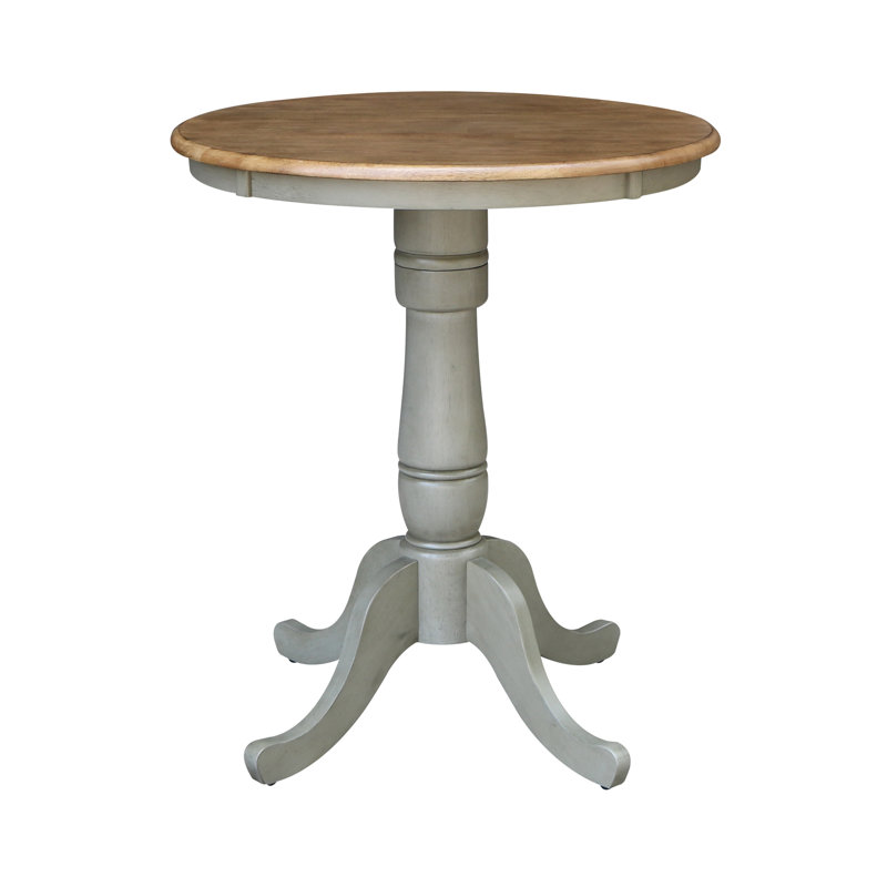 Dhar 2 - Person Solid Wood Top Pedestal Dining Set, Hickory/Stone