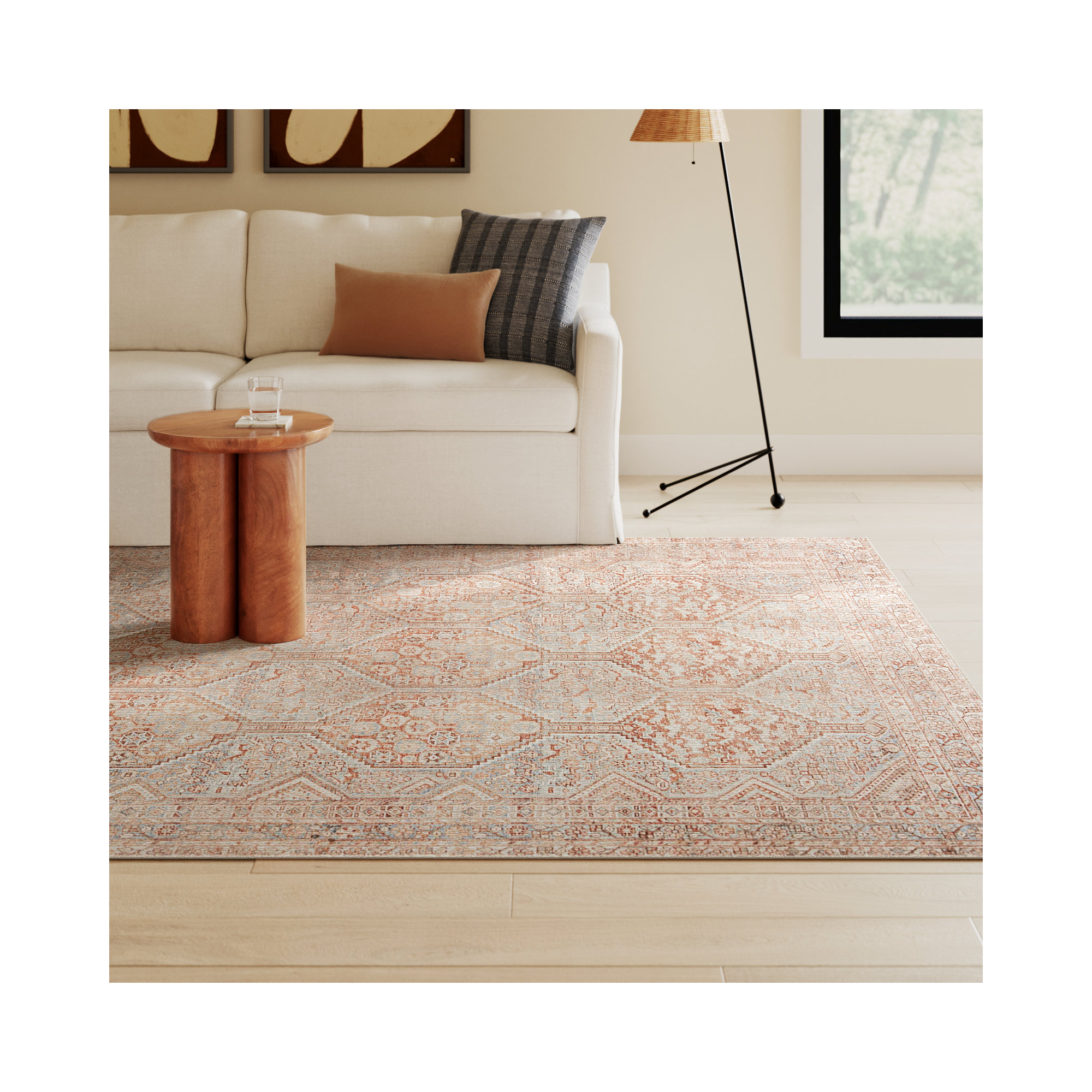 Chris Loves Julia x Loloi Jules Geometric Tangerine/Mist Area Rug, Rectangle 9'6" x 14'