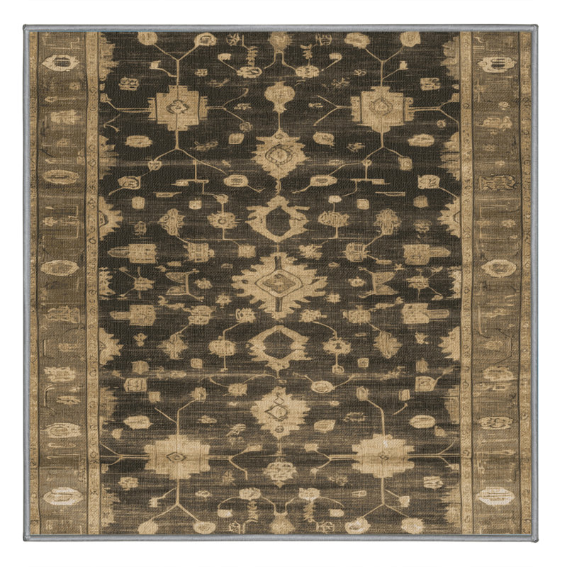 Tapis brun lavable à la machine, Carré 5 pi
