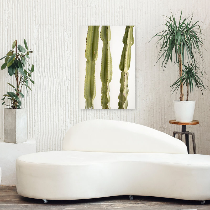 3 cactus abstraits, art mural contemporain, H 36 po x l 24 po
