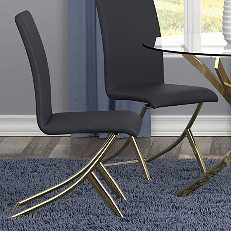 Ensemble de chaises noires et laiton (ensemble de 2)