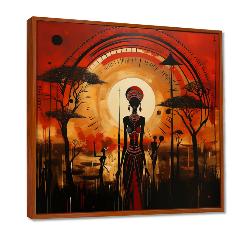 «African Silhouettes African Vision», impression d'art mural africain, Toile avec cadre flottant brun