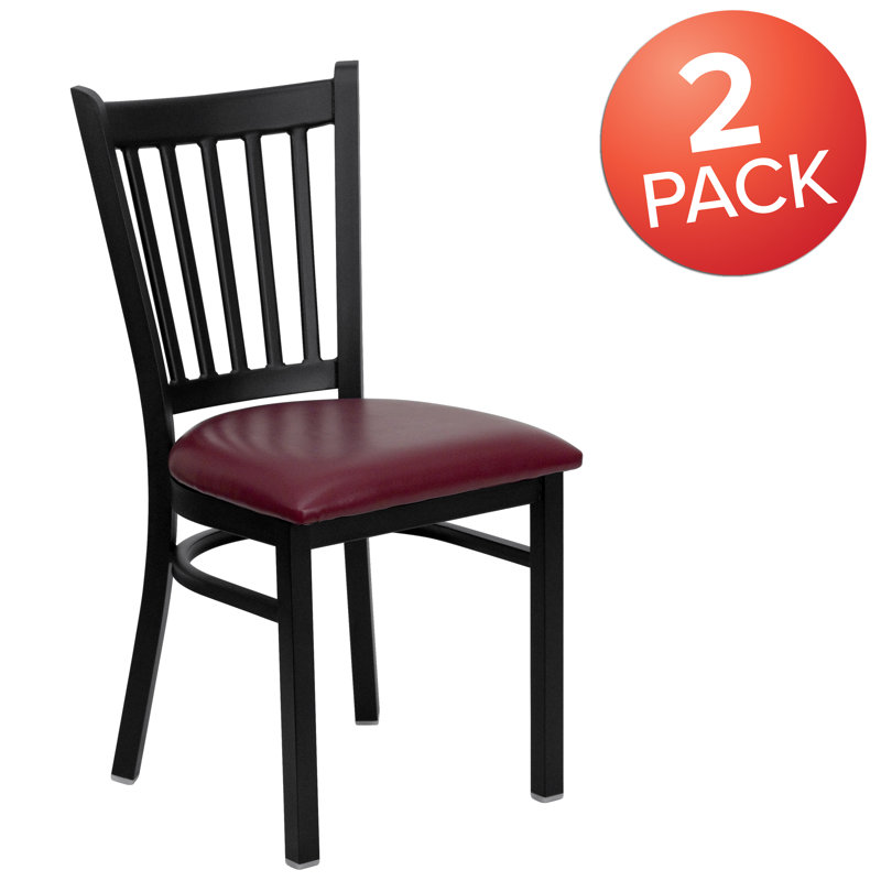 Red Upholstered Metal Mid-Back Bar Chair Set of 2