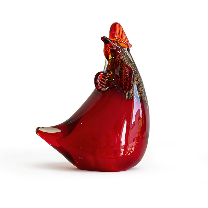Objet décoratif abstrait en verre rouge, Rouge