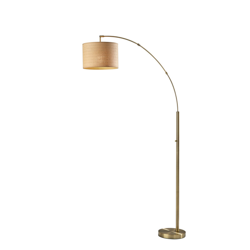 Lampe sur pied arquée 73,5 po Felice, Laiton antique, Beige
