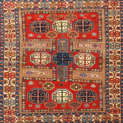 Tapis à motif oriental rouge / brun