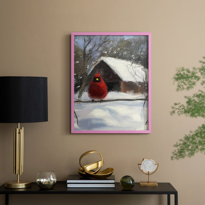 «Christmas Holiday Art CDXLV», reproduction d'art encadrée - bois massif, H 11 po x l 9 po, Rose