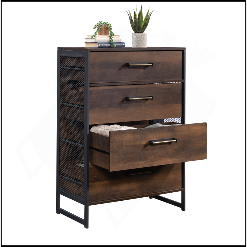 Commode 4 tiroirs, finition brune