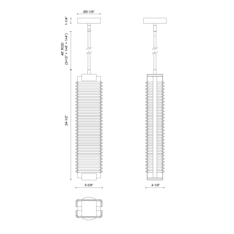 Alai 1 - Light LED Pendant by Alan Pepin, Urban Bronze, 24.5" H x 5.63" W x 4.13" D