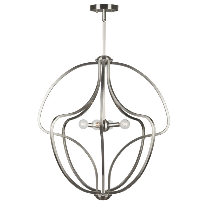 Lustre géométrique à un état/unique 4 lumières Adah, Nickel brossé