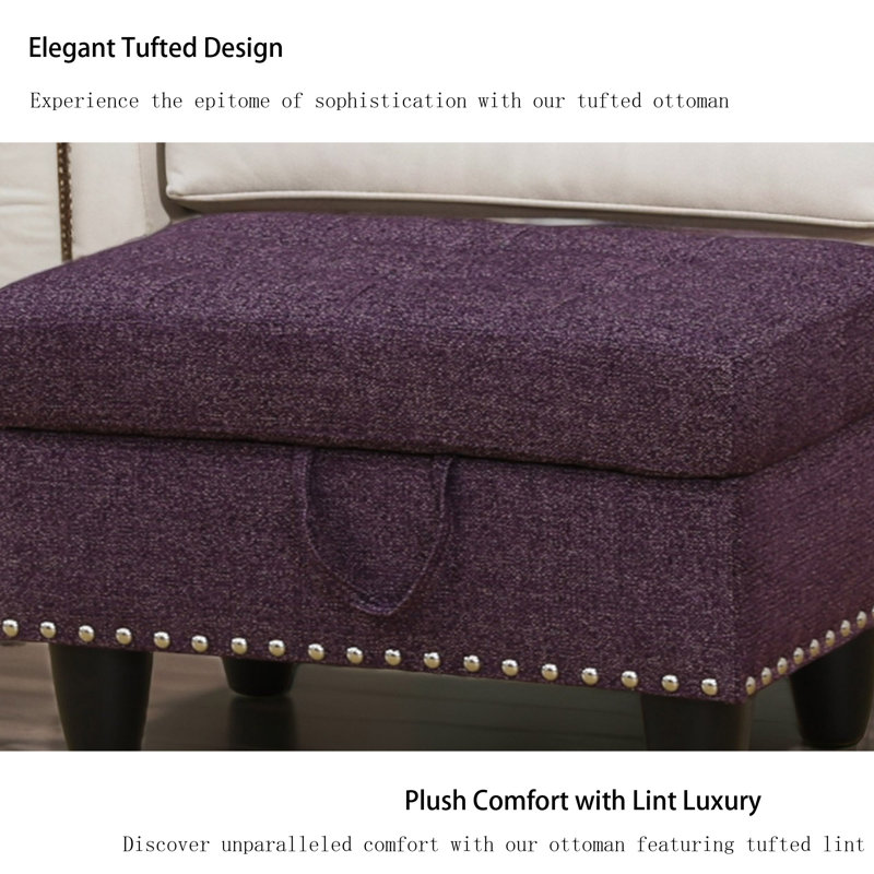 Andikan Upholstered Ottoman, Amaranth Linen Blend