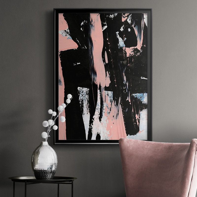 «Black & Blush I», reproduction encadrée de qualité supérieure - prête à être accrochée, H 30,5 po x l 22,5 po, Pas de tapis