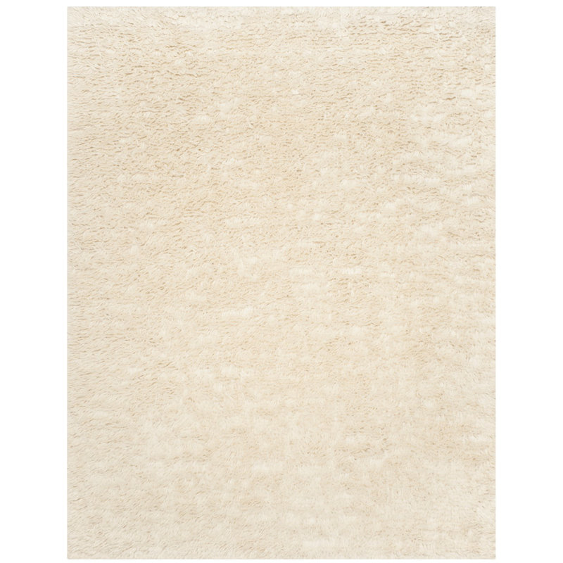 Tapis ivoire en laine / coton noué à la main Alimatou, Rectangle 8 pi x 10 pi