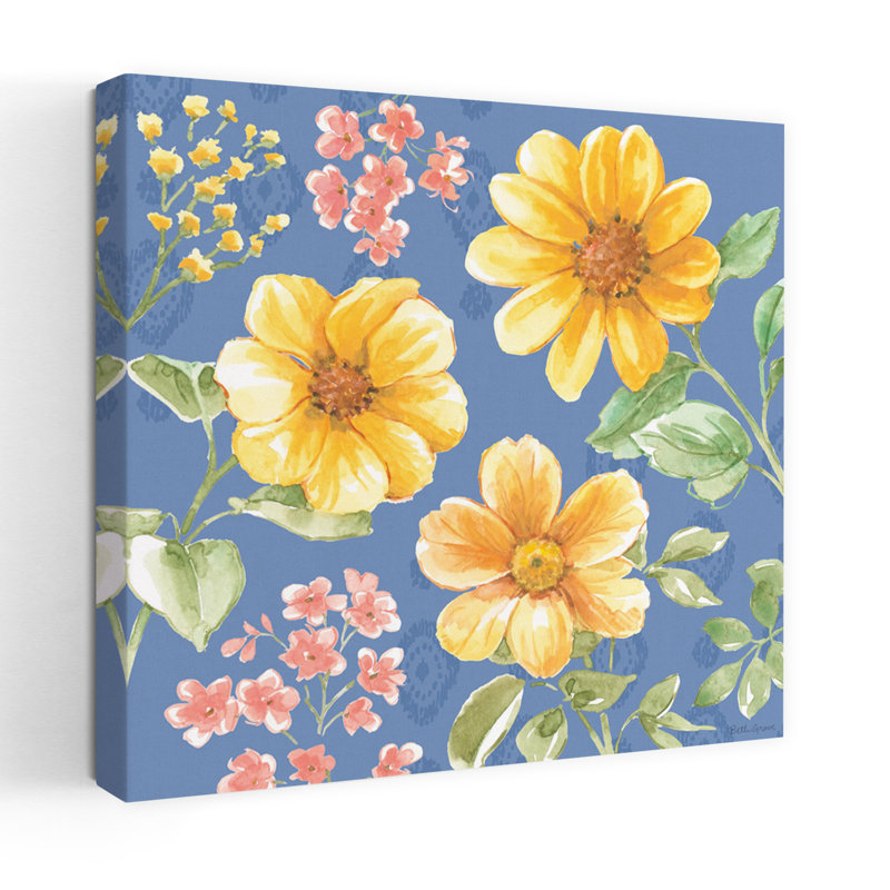Contemporary Sweet Garden V avec art crème bleu, H 48 po x l 48 po