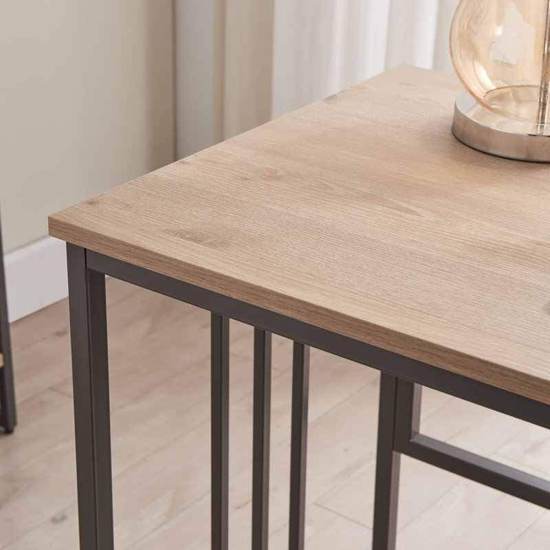 Cayne Metal Base Writing Desk, White/Gun Metal