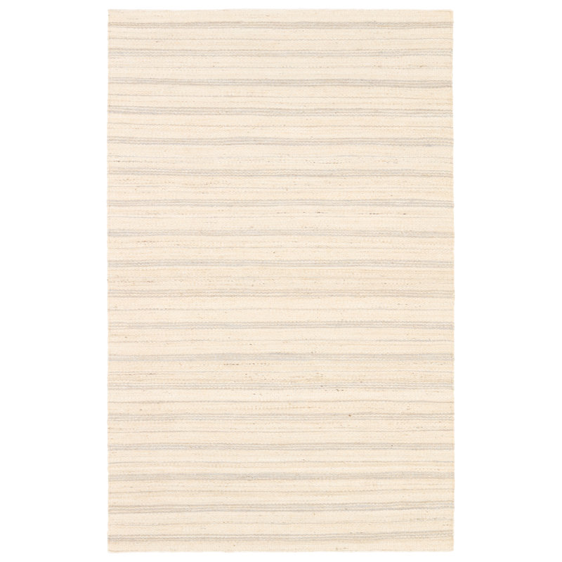 Gracie Oaks Cordai Handmade Striped Beige/Light Gray Area Rug, Rectangle 5' x 8'