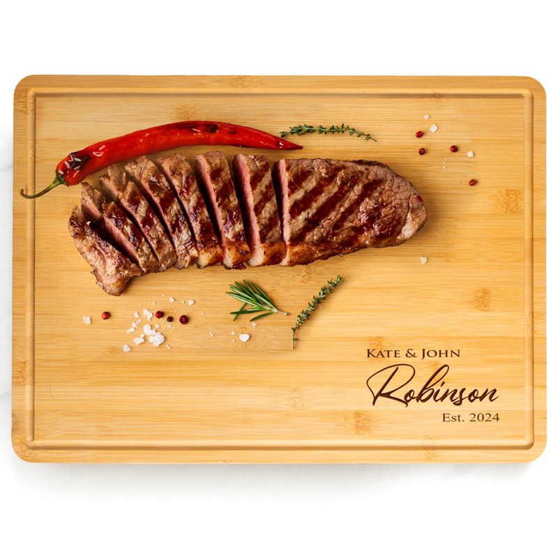 Personalized Bamboo Cutting Board, Custom Engraved Kitchen & Serving Board (Design 1), 23.75x12