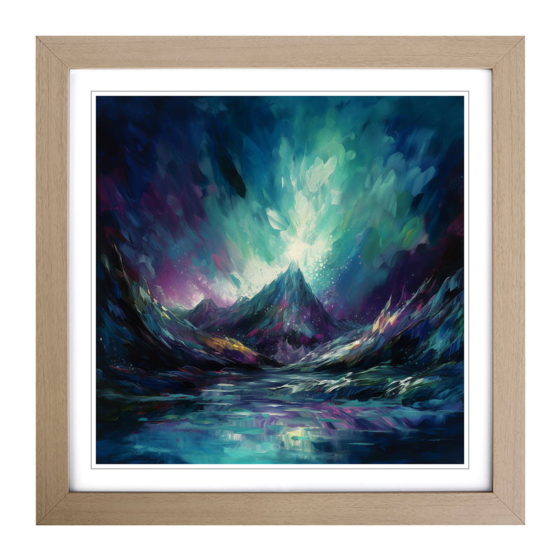 Northern Lights Abstract Art No.2 - Framed Print, Oak