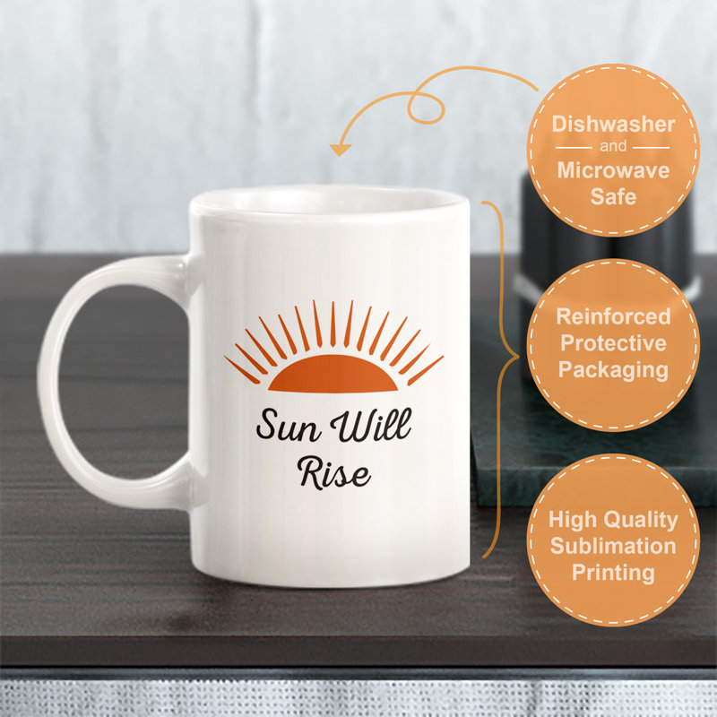 Tasse à café en plastique Sun Will Rise, Céramique, Ensemble de verres à lait