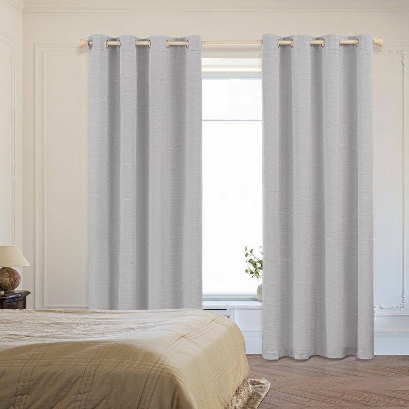 Diaan Blackout Cotton Blend Grommet Curtain Panel Pair (Set of 2), 52" W x 108" L, Light Gray