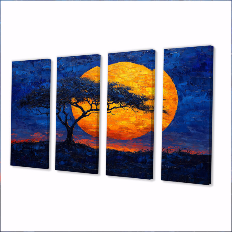 Silhouette de serengeti jaune - arbre africain, H 28 po x l 48 po