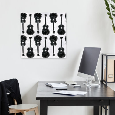 Contemporary Turn It Up Pattern Va With Acoustic Guitars Black Art