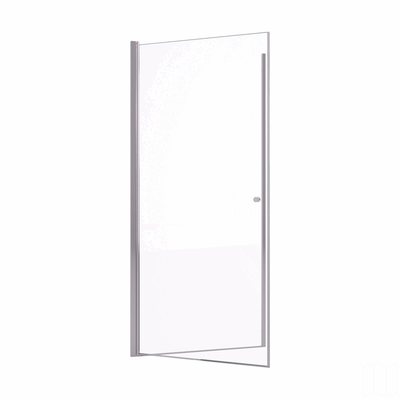 Porte de douche pivotante sans cadre avec verre trempé de 1/4 po (6 mm) d'épaisseur, Chrome chrome
