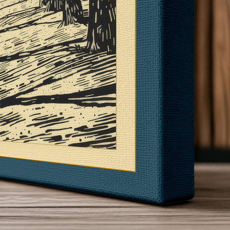 Tree-Lined Avenue Scandinavian - Wrapped Canvas, 24x16 - 61.0 x 40.6 cm, Teal Border