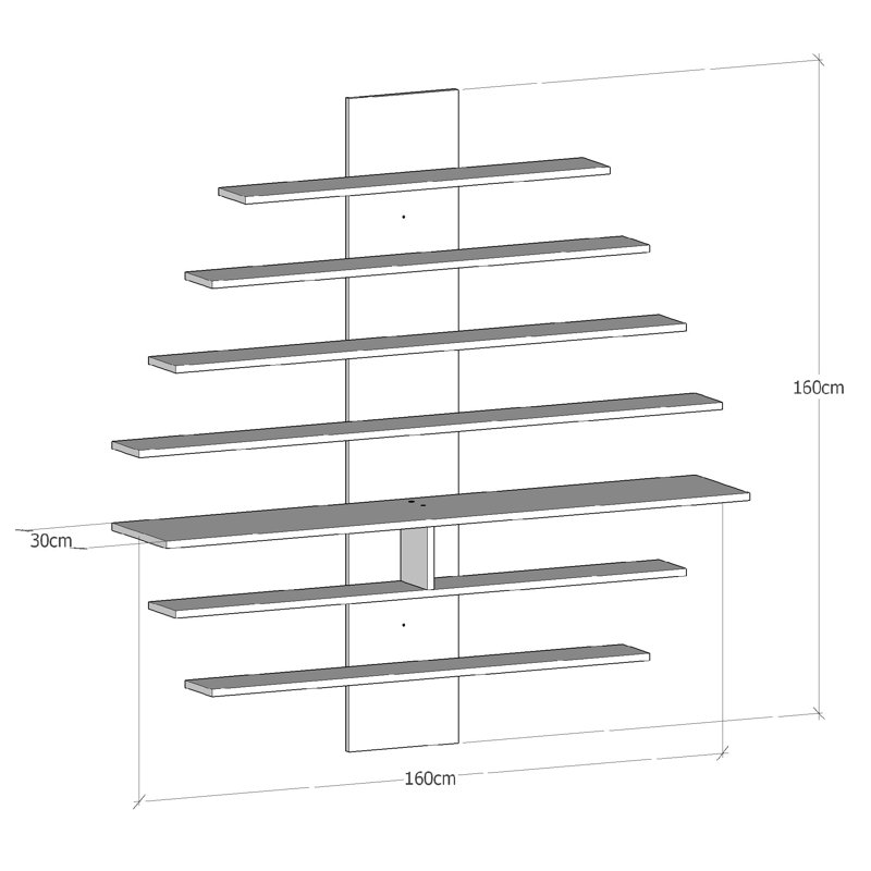 Meuble télé flottant pour téléviseur de 65 po ou moins, Noyer / blanc