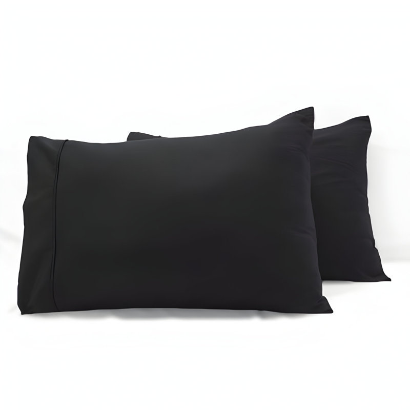 400TC Sateen Cotton Solid Pillowcases (Set Of 2), Black