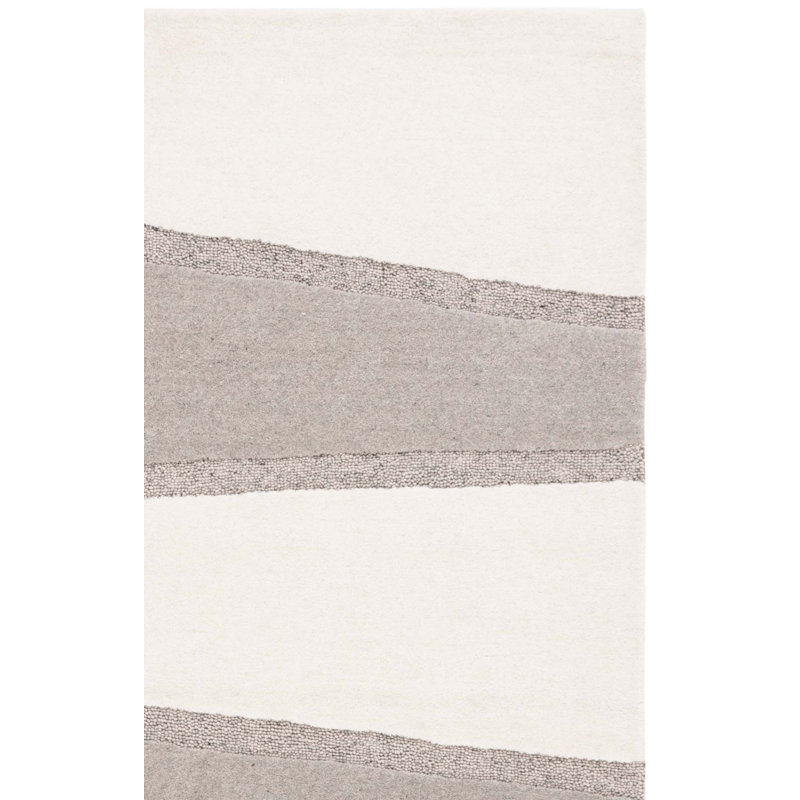 Tapis en laine / coton touffeté à la main Kessa en ivoire / gris, Rectangle 4 pi x 6 pi