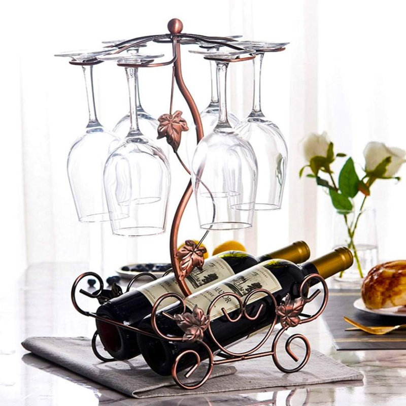 Tabletop Wine Rack With Glass Shelf