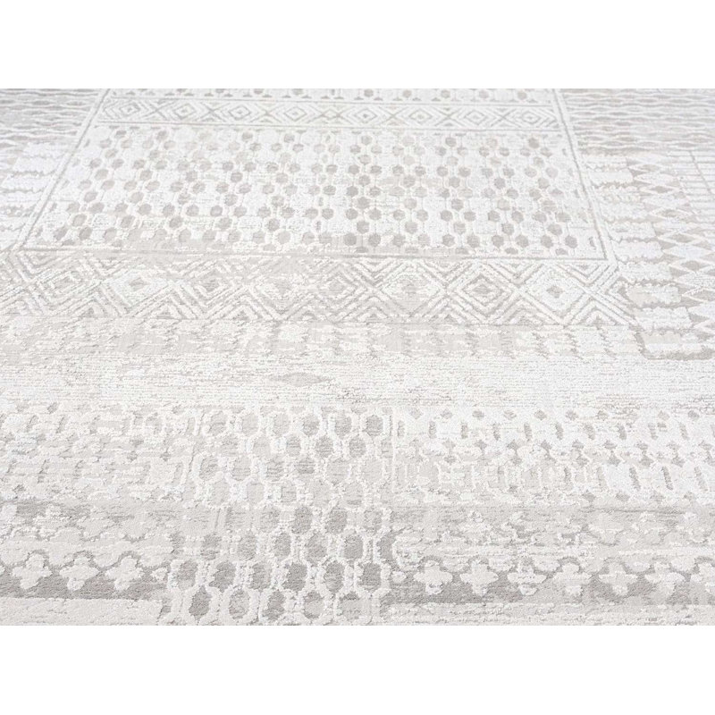 Tapis crème tissé à la machine en polyester tissé à la machine bonbon Southwestern, Rectangle 5 pi 3 po x 7 pi 7 po