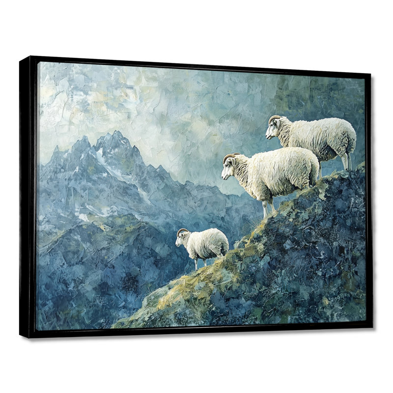 Gillreath Mountain Retreat Of Sheep - Art mural, H 30 po x l 40 po, Noir, noir, noir, noir, Floater Framed
