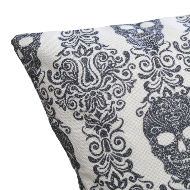 Coussin Ary, Gris / noir / damas blanc 1 