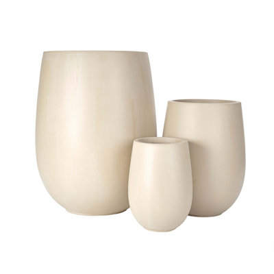 Lightweight Round MGO Outdoor Planter Set-3 Sizes (15.6''/10.74''/7.3''),Large Outdoor Indoor Flower Pots With Drainage Hole,Perfect For Lawn, Patio, Poolside & Indoor Decor