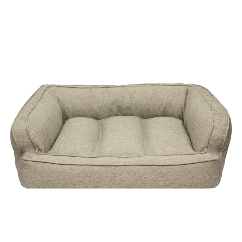 Large Walnut Dark Tan Memory Foam Bolster Pet Bed