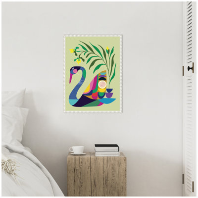 Swan Vase by Rachel Lee 3 Birdies Studio Framed Canvas Wall Art Print