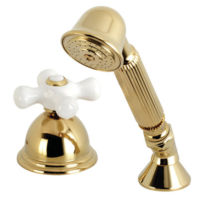 Garniture de robinet de baignoire romaine à fixation sur plateau à poignée simple avec douche à main