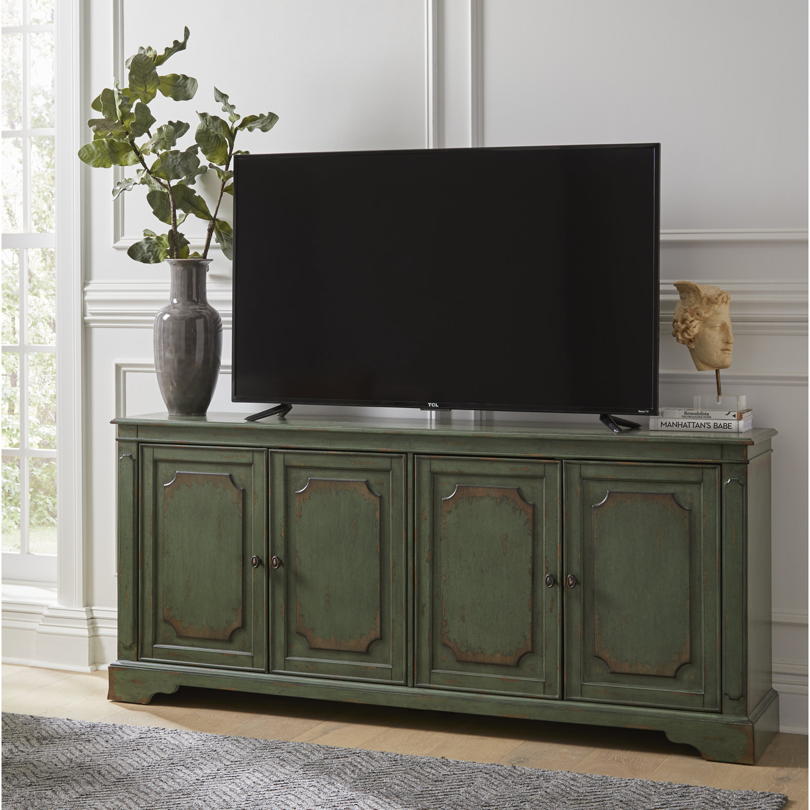 Dalgard TV Stand, Green, 32"H x 65"W x 16"D