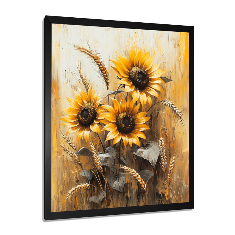 Doratha - reproduction d'art sur toile florale, H 40 po x l 30 po, Avec cadre, Noir, noir, noir, noir