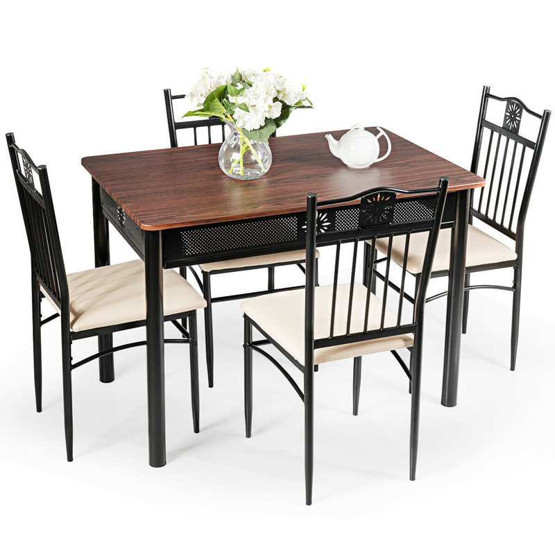 Ensemble repas pour quatre personnes, Brun, Beige
