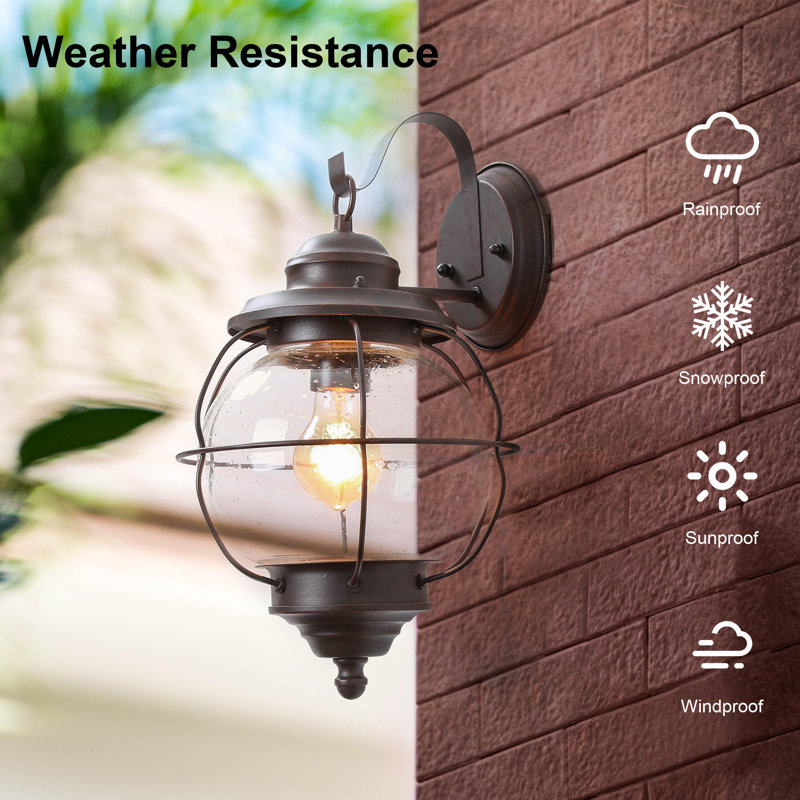 Osborn 1-Light Sandy Rust Outdoor Wall Lantern