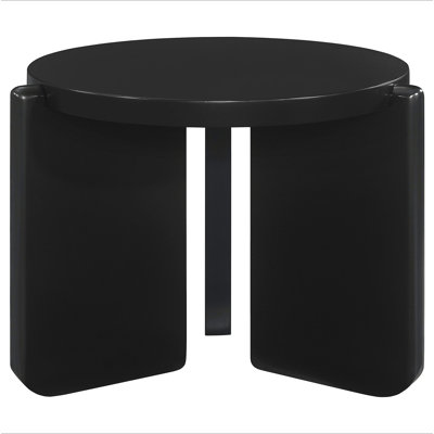 Harrison Black Round Solid Wood End Table