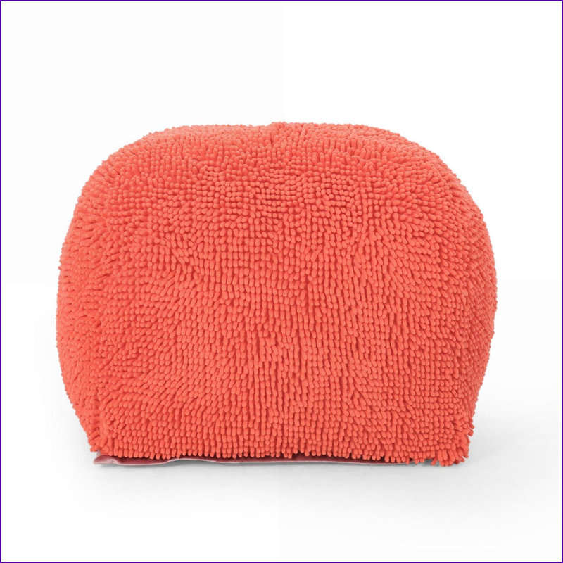 Pouf carré en microfibre douce chenille rouge corail pour le salon | Corail | Microfibre, Rouge